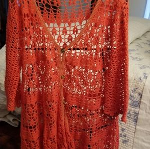 Free people crocheted cardigan.